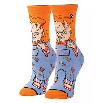 Image of EZB Horror Film Scary Doll Crew Socks Gift Idea for Men &amp; Women Size 6 11 Chucky Good Guys