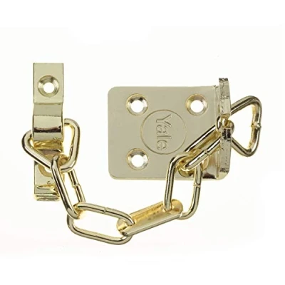 Image of Yale V WS6 EB TS003 Door Chain, 13.5 cm (5.25 inch) chain length, Polished Brass Finish, High Security, Visi Packed, suitable for PVCu and Wooden doors