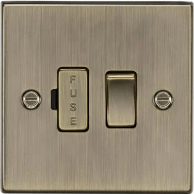 Image of KnightsBridge 13A Switched Fused Spur Unit Square Edge Antique Brass