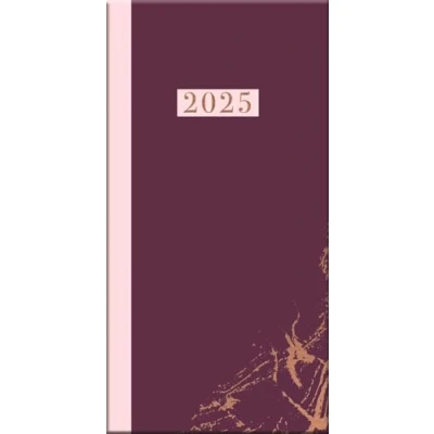 Image of 2025 Stylish Purple Marble Design Slimline Pocket Hardcover Diary Week to View Planner Home Office