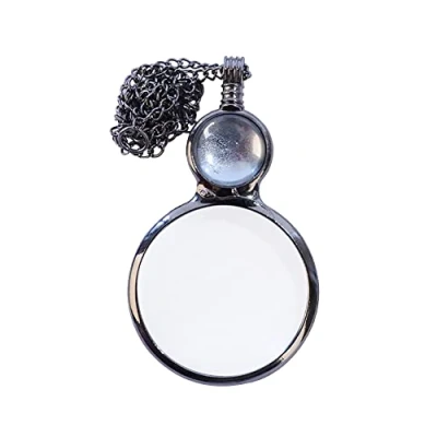 Image of HugeDE 10X Magnifiers Necklace Magnifying Glass Pendant Magnification Lens Ladies Reading Magnifier Pendants for Gift White