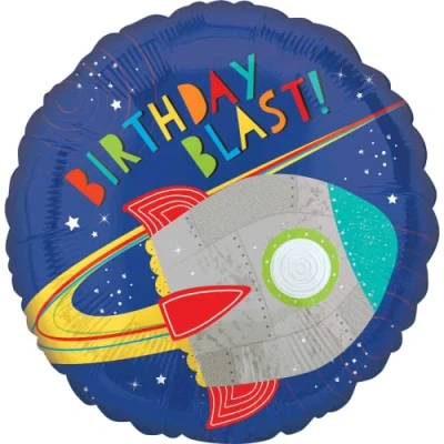 Image of Space Blue Round Foil Balloon, 45cm (2 pack)