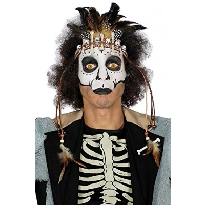 Image of shoperama Voodoo Headband with Skulls, Bones and Feathers, Costume Accessory, Headband, Halloween Indian