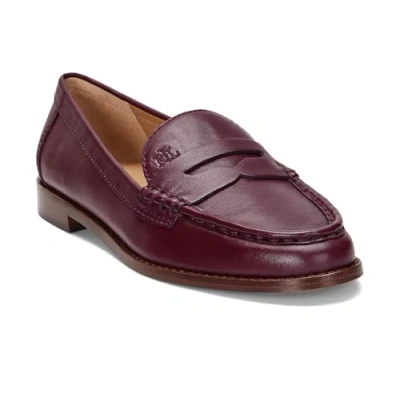 Image of Lauren Ralph Women&#039;s Wynnie Nappa Leather Loafer Penny, Pinot Noir, 8 UK