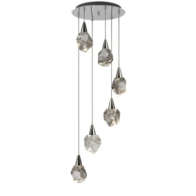 Image of Aquaria 6 Light Cluster Pendant Ceiling Chrome, Transparent 3000K 2700Lm