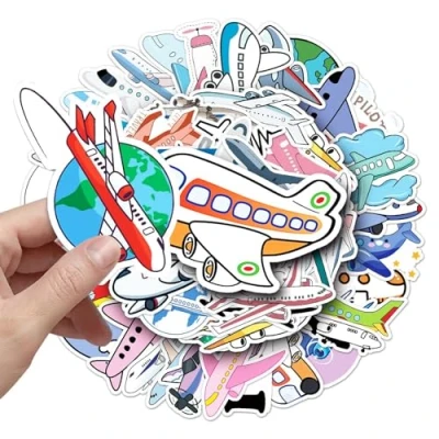 Image of weiting Airplane Water Bottle Stickers Aesthetic Decal Laptop Decals,Kids Toy, Decorative Sticker, Related for Luggage, Laptop, Refrigerator