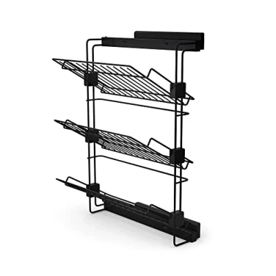 Image of Emuca Pull out side shoe rack for closets and walk in Hack, Right, Textured black painted, Steel