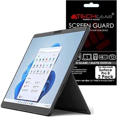 Image of TECHGEAR [Pack of 2 Anti Glare/Matte Screen Protectors for Microsoft Surface Pro 8 (13 Inch screen) Matte Protector Covers + Cleaning Cloth &amp; Applicator Card