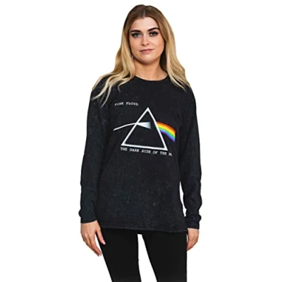 Image of Paradiso Clothing PINK Floyd DARK SIDE OF THE MOON DIP DYE Long sleeved top, Size: Large, Black