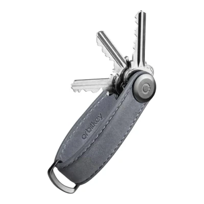 Image of orbitkey Crazy Horse Leather Key Organiser Steel Grey, Grey/Blue, One Size