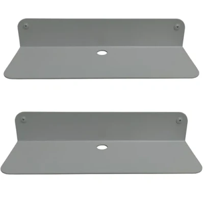 Image of Galleksa Set of 2 Floating Metal Wall Mounted Shelves 32cm Gray