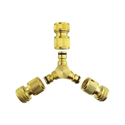 Image of Three Way Hose Splitter,Solid Brass,with connectors