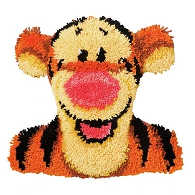 Image of Vervaco Latch Hook Shaped Cushion: Tigger, Acrylic, Assorted, 30 x 2 20 cm