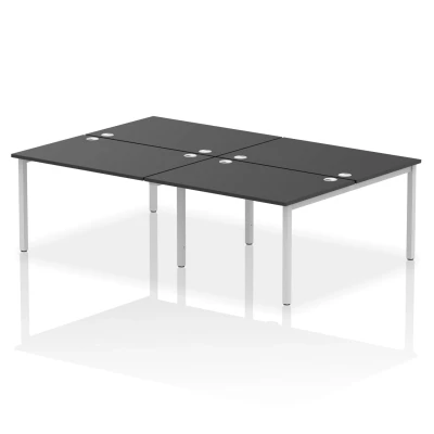 Image of Impulse Bench B2B 4 Person 1200 Silver Frame Office Desk Black