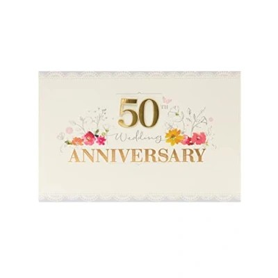 Image of UK Greetings 50th Wedding Anniversary Card Golden Day Celebration