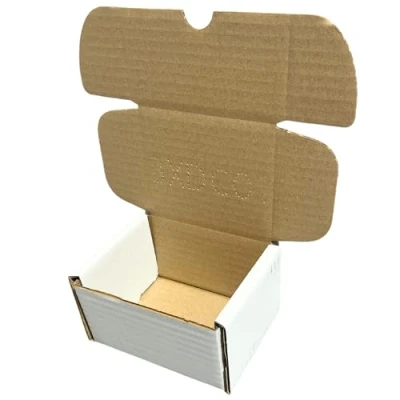Image of W.E. Roberts Postal boxes White Cardboard for posting Small business packaging 10x8x6cm (4&quot;x3&quot;x4½&quot;) Shipping box, parcel boxes, Box mailers Pack of 5