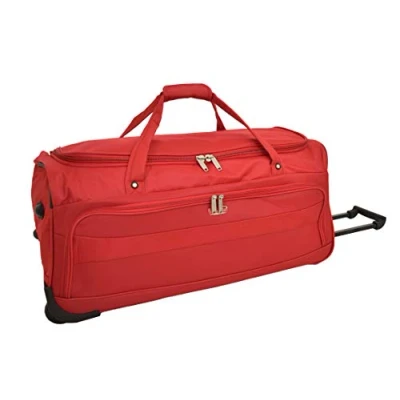 Image of Large Travel Duffle 28&quot; Wheeled Holdall Soft Lightweight Luggage Trolley Bag Marco (Red)