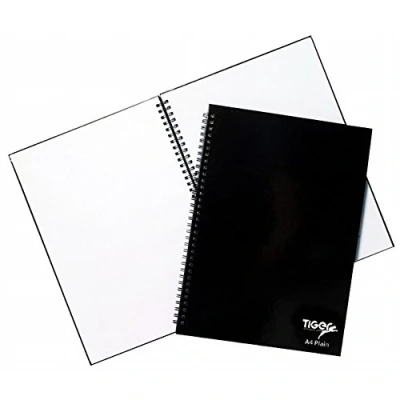 Image of Tiger A4 Spiral Plain Notebook with Hard Cover