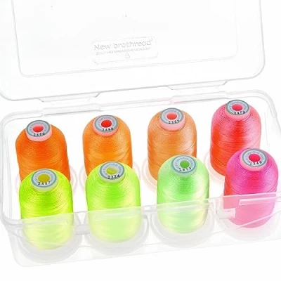 Image of New brothread 15 Options 8 Snap Spools of 1000m Each Polyester Machine Embroidery Thread with Clear Plastic Storage Box for &amp; Quilting Neon Colour