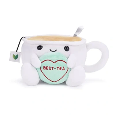 Image of Posh Paws 37691 Swizzels Love Hearts Tiffany &#039;Best Tea&#039; Teacup 7&quot; (18Cm) Soft Toy, White