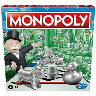 Image of Monopoly Board Game, Family Time Games for Adults and Children, 2 to 6 Players, Strategy Fun Kids, Ages 8 Up
