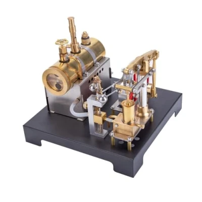 Image of KAROON Steam Engine Model, Full Metal Support Model and Reclining Boiler with Centrifugal Regulator, DIY Kit (84 Pieces)