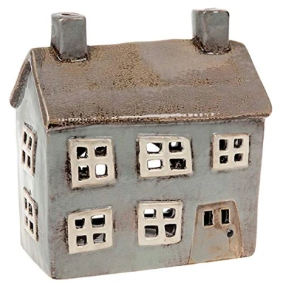 Image of Village Pottery Grey House Tealight Holder