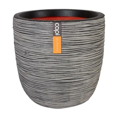 Image of CAPI EUROPE Planter ball Rib NL 55x53 Anthracite Opening Ø46 Pot for indoor and outdoor use Shatterproof 100% recyclable KOFZ935