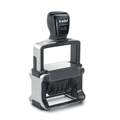 Image of Trodat Professional Date Stamp Self Inking Scanned Text 41x24mm Blue &amp; Red 5430