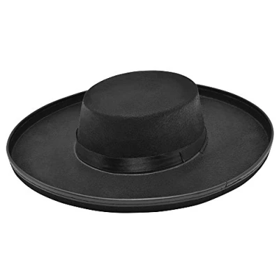 Image of Bristol Novelty BH177 Bandit Felt Hat 1 Piece Black One Size Adult, unisex