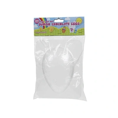 Image of White Plastic Jumbo Chocolate Egg Moulds 20cm x 15cm (Pack of 2) Premium Quality Material, Easy to Use Mold Ideal for Kids Parties