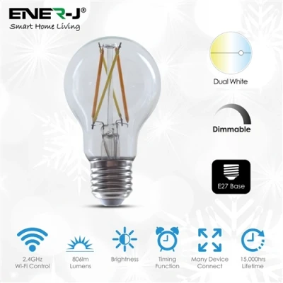 Image of Ener J 8.5W Smart Wi Fi Filament bulb, CCT Changeable &amp; Dimming, 700 lumens. E27 holder