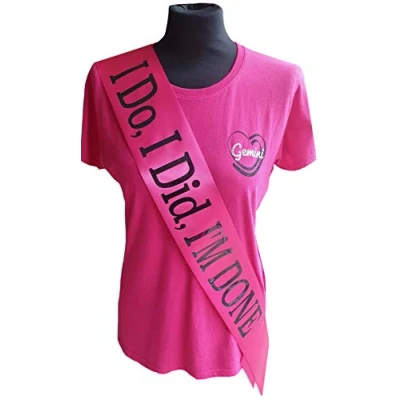 Image of Gemini Ribbons Pink Divorce Sash I Do, Did, I&#039;m Done Holographic Party Womens Gift Outfit
