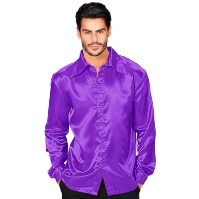 Image of Satin &quot;ORANGE 70s DISCO SHIRT&quot; (L)
