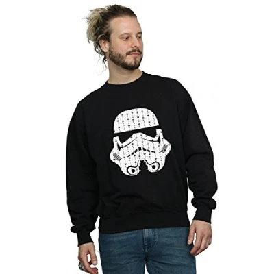 Image of Star Wars Men&#039;s Christmas Stormtrooper Helmet Sweatshirt Large Black