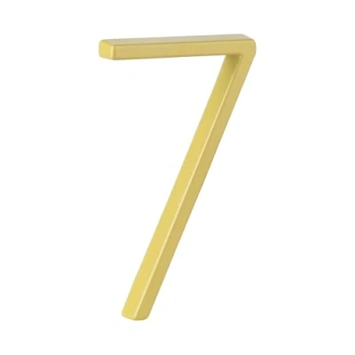 Image of HASWARE Floating House Number Sign: 5 inch Modern Door Signage Striking for Street Home Address Numerals (7, Golden)