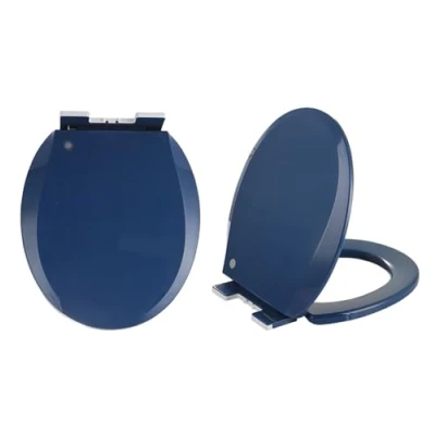 Image of Giural Colored Soft Close Toilet Seat Round with Quick Release for Easy Clean, Top Fixing Standard Seats To Install, 36 * 40Cm,Navy