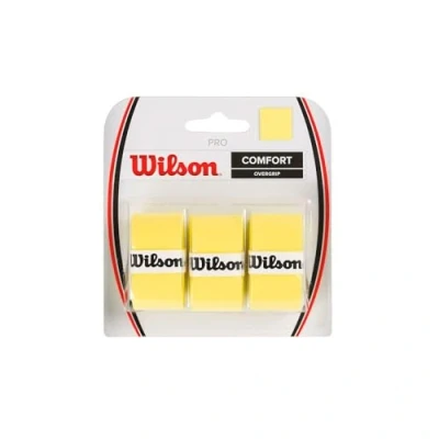 Image of Wilson Unisex Comfort Tennis Racket Overgrip Pro Over Grip Yellow Yellow, Pack of 3 UK