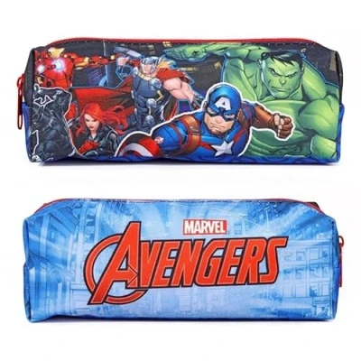 Image of Marvel Avengers Pencil Case Rectangular Zipped Back to School Pen Carrier Superhero Captain America, Hulk, Iron Man, Thor