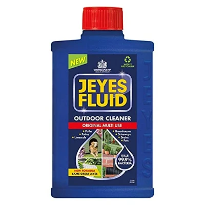 Image of Jeyes Fluid Outdoor Cleaner and Disinfectant for Paths, Patios, Driveways, Pet Housing Unblocking Drains, Blue, 1 Litre (Packaging may vary)