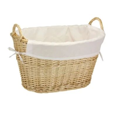 Image of Household Essentials ML 5569 Willow Wicker Laundry Basket with Handles and Liner Natural Brown