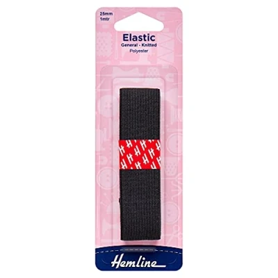 Image of General Purpose Elastic Knitted 1mx25mm: Black