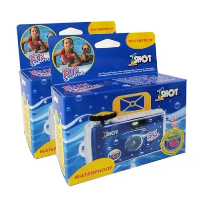 Image of 1 Shot Waterproof Disposable Camera 35mm Underwater 27 Exposures ASA/ISO400 Color Film Single Use for Vacation, Snorkeling, Watersports 2 Pack