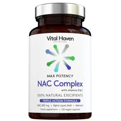 Image of NAC Complex N Acetyl Cysteine 600mg + Selenium ALA with Vitamin C/E for Maximal Absorptions Max Potency 120 Vegan Capsules Premium Ingredients Made in The UK by Vital Haven