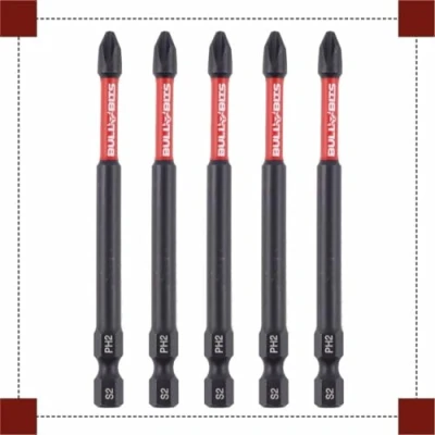 Image of 5X Bull Bits 90mm PH2 Impact Screwdriver Drill Driver Phillips No.2 Compatible with DeWalt, Milwaukee, Bosch, Makita, and More