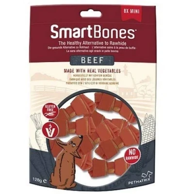 Image of Smartbones 8 Mini Beef Bones Rawhide Free Chew Dog Treats
