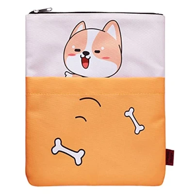 Image of Book Sleeve Shiba Inu Dog Covers for Paperbacks, Washable Fabric, Sleeves with Zipper, Medium 11 Inch X 8.7 Lover Gifts (Orange)