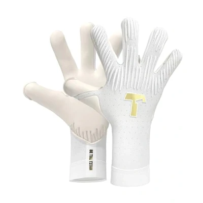 Image of T1TAN Rebel 2.0 White Out Goalkeeper Gloves Football for Goalkeepers Without Finger Protection Size 6