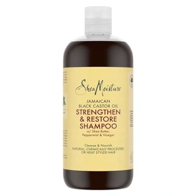 Image of SHEA MOISTURE Jamaican Black Castor Oil Strengthen &amp; Restore shampoo sulphate free for natural, chemically processed, or heat styled hair 473 ml