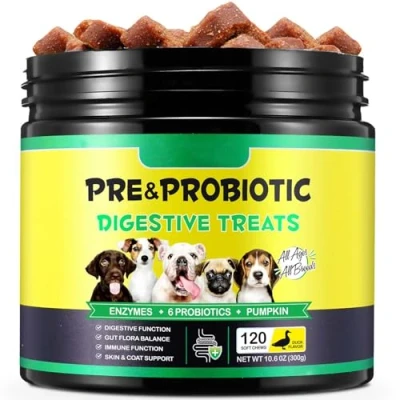 Image of Probiotics for Dogs, 120 Probiotic Tablets Dog Gut Health Pre &amp; Digestive All Dogs Boosts Energy, Duck Flavor ﻿